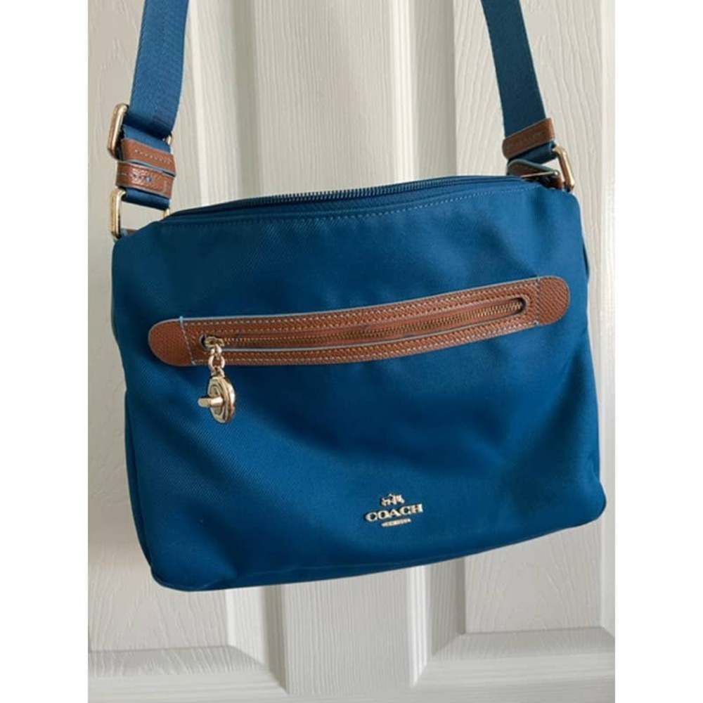Coach Sawyer Canvas Leather Crossbody F37239 in Mineral Blue